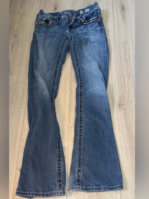 Miss me Signature Blue Denim Boot Cut Jeans with Embellished Back Pocket - Image 4