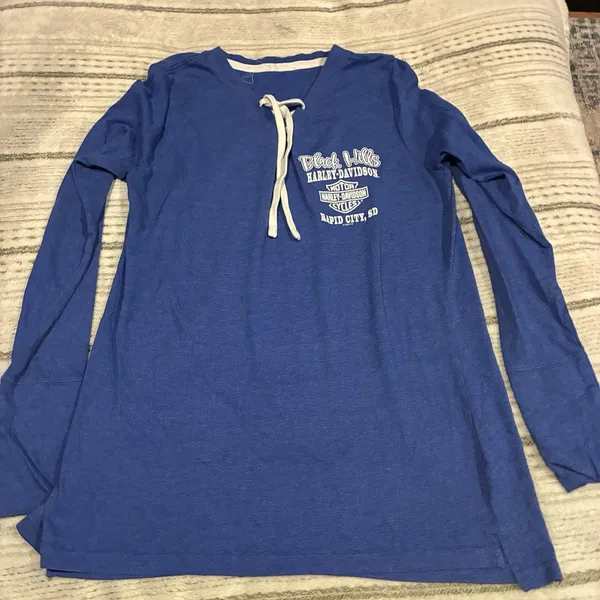 Harley-Davidson Scoop Neck Tie Lace Up Women’s Long Sleeve Rapid City See Pics - Image 3