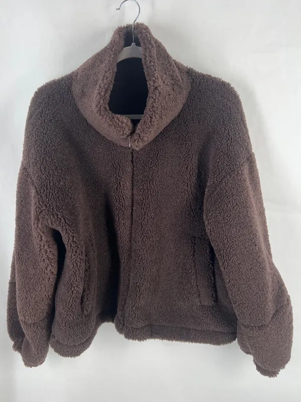Lululemon Cinchable Fleece Zip-Up Jacket Dark Brown Size 12 - Image 2