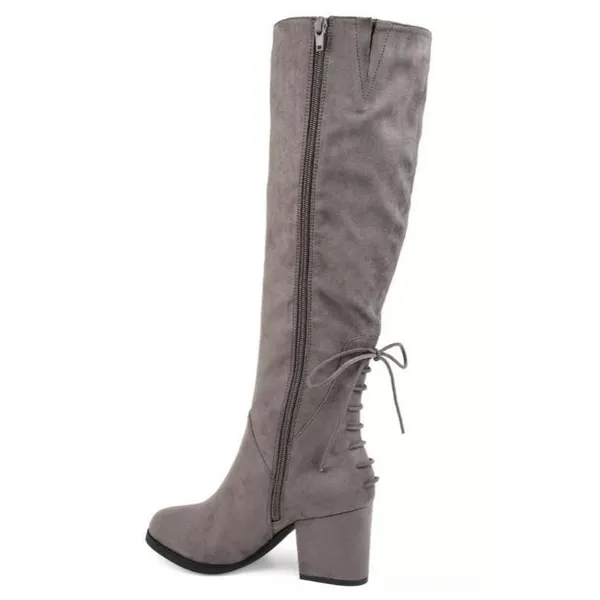 Journee Collection Women’s Leeda Knee‑High Boots Grey 10M - Image 4