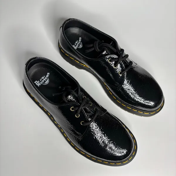 Dr. Martens 1461 Women's Leather Oxford Shoes in Black Distressed Patent - Image 6