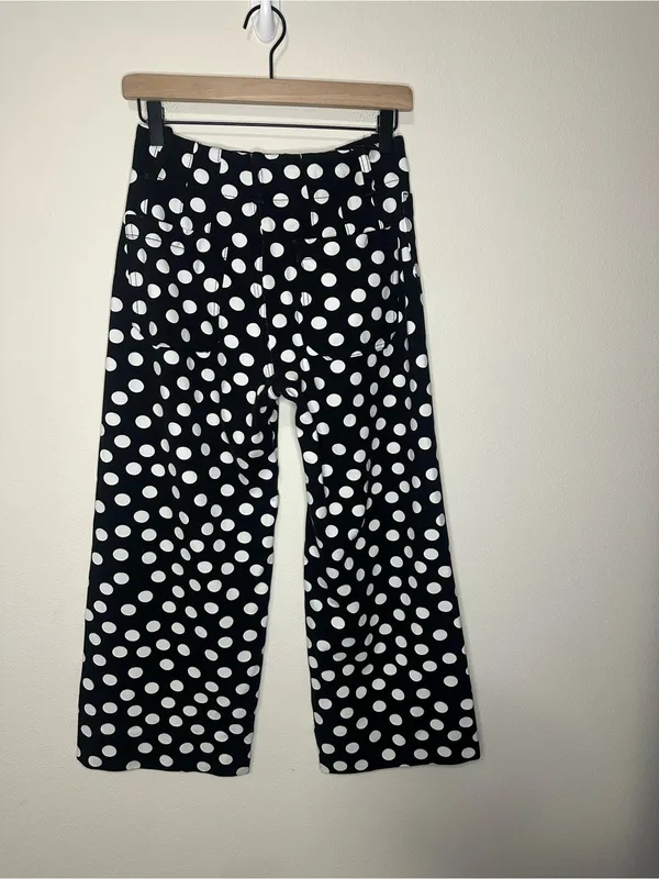 Anthropologie Colette Cropped Wide-Leg Trousers Maeve Ponte Edition polka dot 27 - Image 3