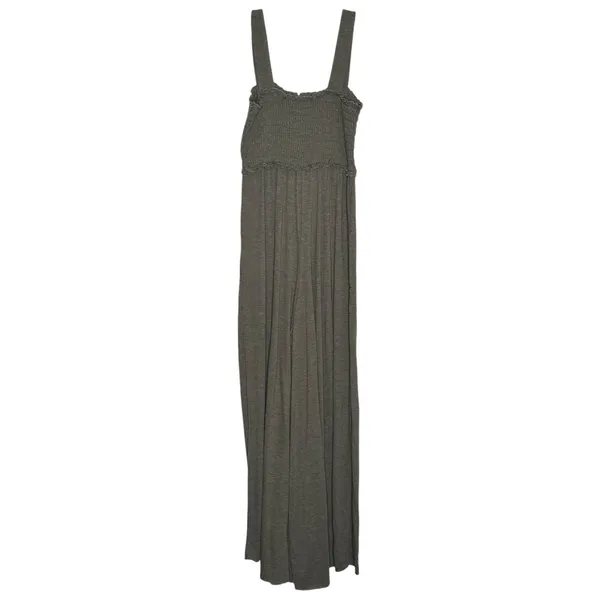 Natural Life Smocked Wide Leg Jumpsuit Green L Palazzo Stretch Flowy Boho Casual - Image 3