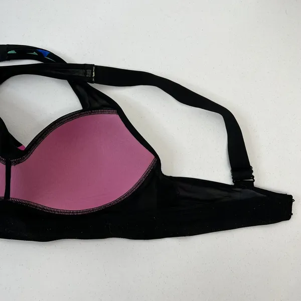 Victoria’s Secret PINK Active Sz M Sport Bra Ultimate Lightly Lined Black Floral - Image 7
