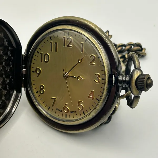 Grandpa Bronze Classic Analog Pocket Watch Working New Battery - Image 8