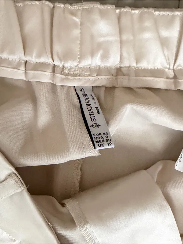 stradivarius Cream Satin Trousers - Image 3