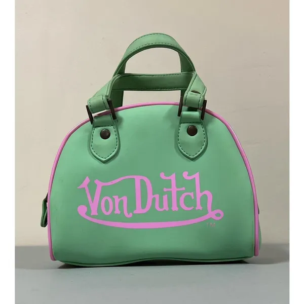 Von Dutch Mint Green Pink Mini Bowling Bag Purse Handbag Pocketbook Satchel 💚🩷 - Image 2