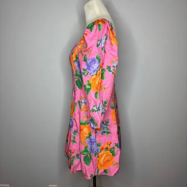 Miss Selfridge - Pink Floral Puff Sleeve Mini Dress - Image 2