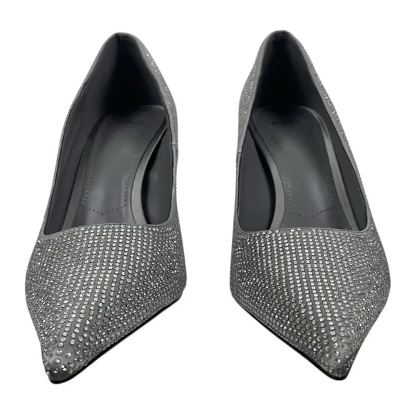 Mango Rhinestone Embellished Pointed Toe Satin Heel Pump Gray Size 39/ 8.5 - Image 5