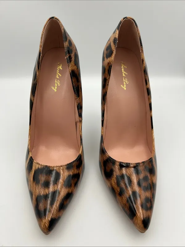 Elisabet Tang Leopard Print Stiletto Pumps - 4.3/4" High Heel Women's Size 9 - Image 3