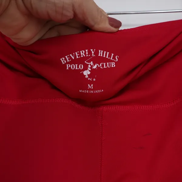 Beverly Hills Polo Club Biker Shorts Womens M Red Side Pockets Athletic Good - Image 4