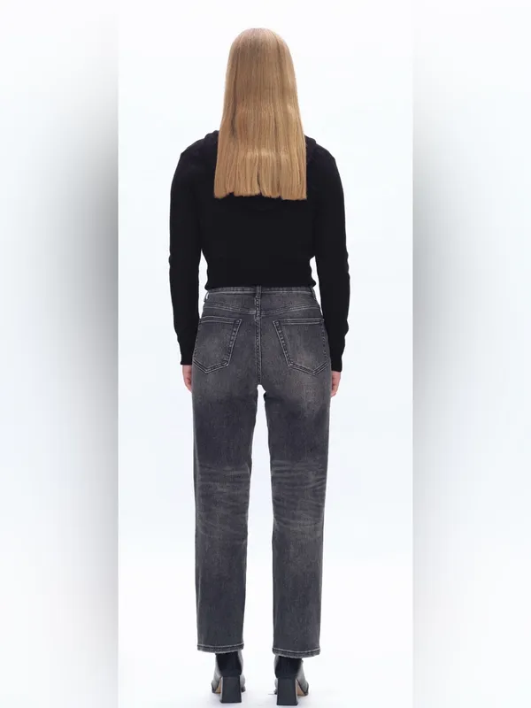 Bayeas High Rise Ankle Straight Leg Jeans Black Size 24 New - Image 3