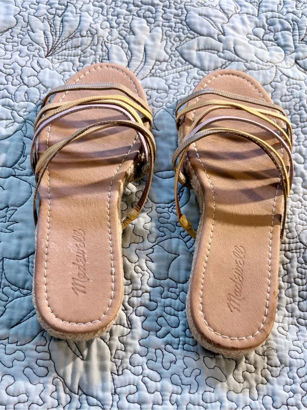 MADEWELL Kathryn Colorful Strappy Leather Espadrille Slide Sandals Pastel~7.5💛 - Image 8