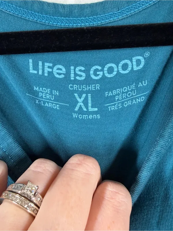 Life Is Good Blue Floral Bird Graphic Print Crusher Tank Top - Image 3