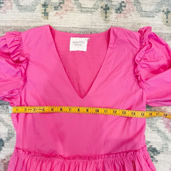 Tuckerneck Hyacinth‎ House Fuchsia Pascale Mini Dress Small Tiered Puff Sleeve - Image 5