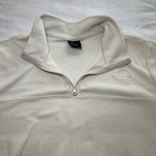 The North Face Womens 100 Glacier 1/4 Zip Fleece Pullover Cream White Large - Image 9