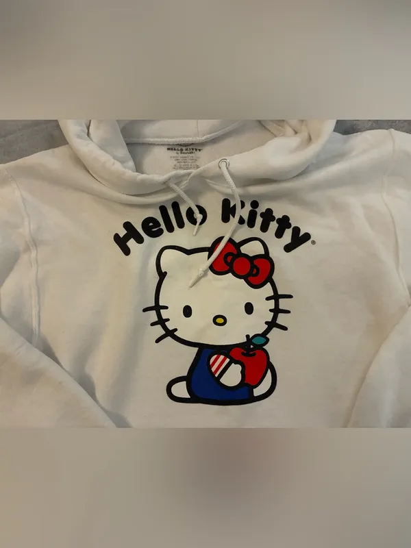 Women’s Hello Kitty by Sanrio White Pullover Sweatshirt Size Small - Image 4