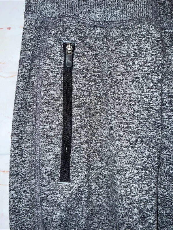 Zella Med Heather Gray Performance Jogger Pants zip pockets wide waistband cozy - Image 4