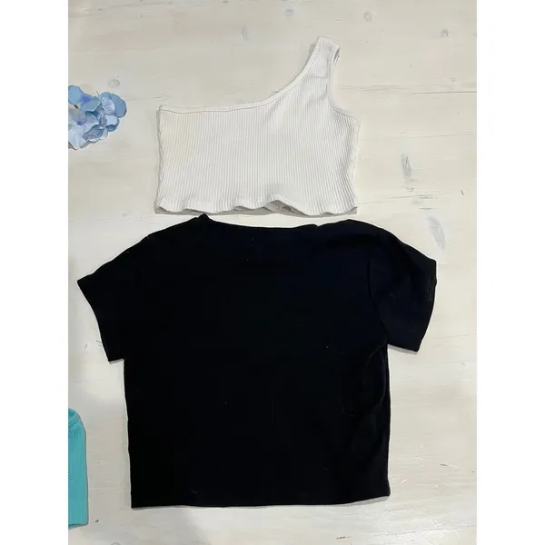 Crop Top Bundle: garage Ribbed, Cami, Angel Graphic, one shoulder S‎ - Image 5