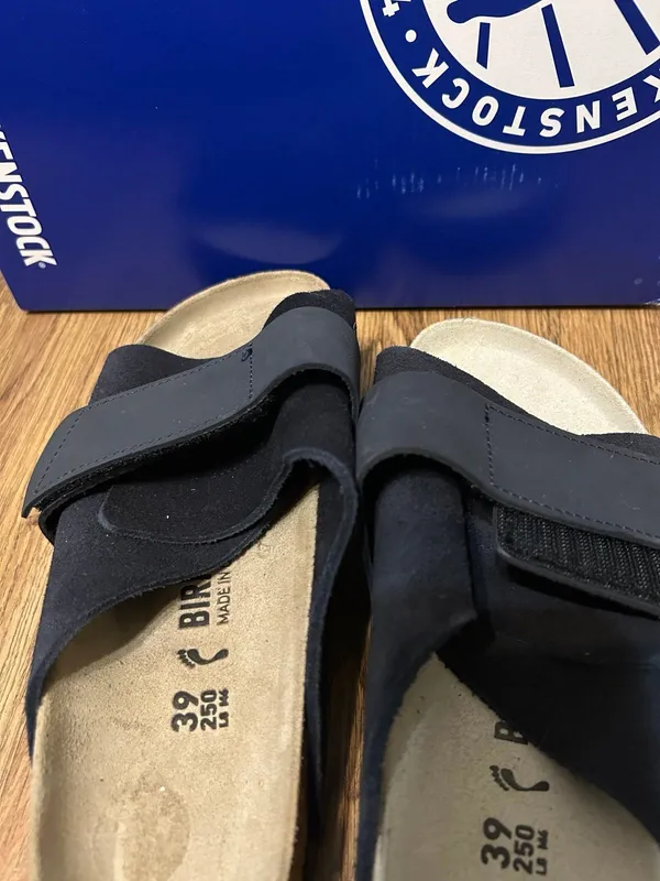 BIRKENSTOCK Kyoto black leather sandals slippers shoes women’s eur 39 new - Image 3