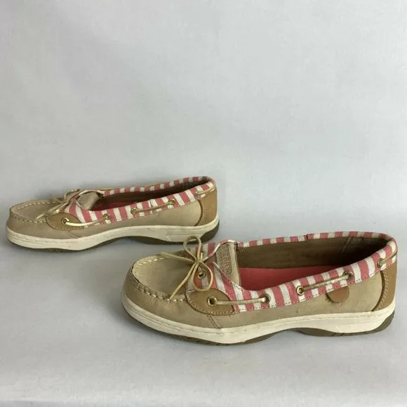 Sperry Top‎ Sider Angelfish Boat Shoes Women 6 Leather Cream Pink Nautical Flats - Image 5