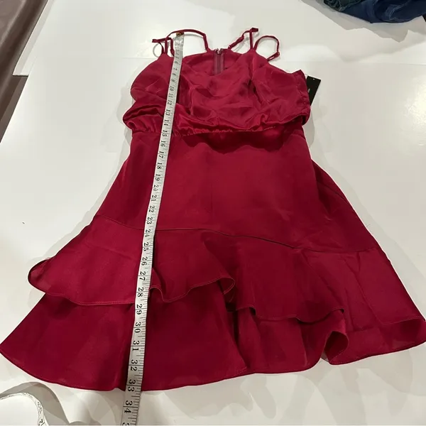Lulu’s On The‎ Floor Fuchsia Satin Sleeveless Ruffle Mini Dress Size S - Image 11