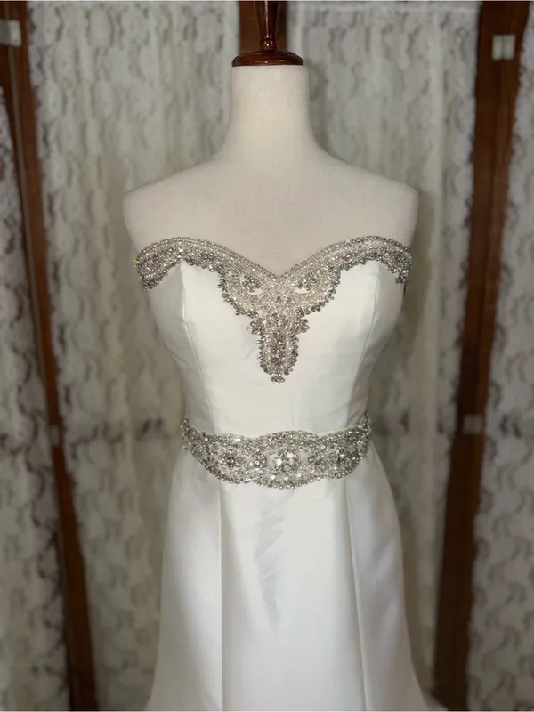 Stunning Private Collection Satin Twill Wedding Gown - Image 2