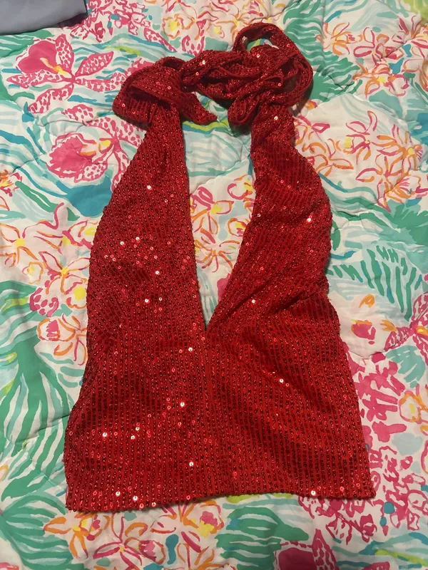 red glitter sequin top Size XS - Image 2