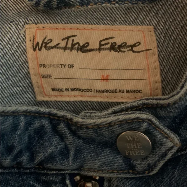 Free People We The Free Fast Lane Motto Denim Jacket Medium - Image 9