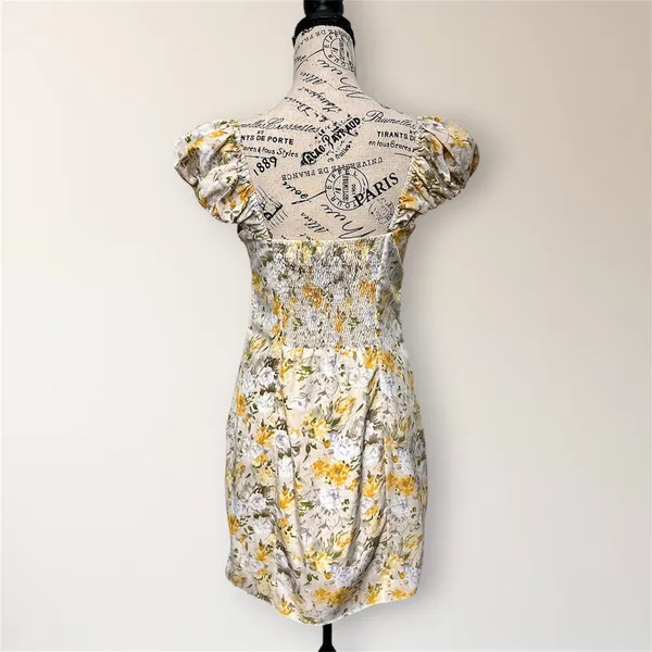 ASTR The‎ Label Yellow Floral Puff Sleeve Mini Dress S Homecoming Cottagecore - Image 5