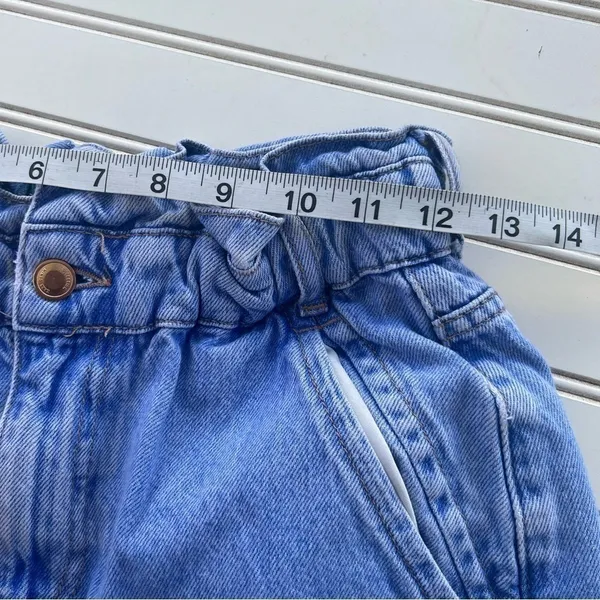 Zara Paperbag Waist Jeans Small Light Wash High Rise Ruffle Denim Mom Pants - Image 8