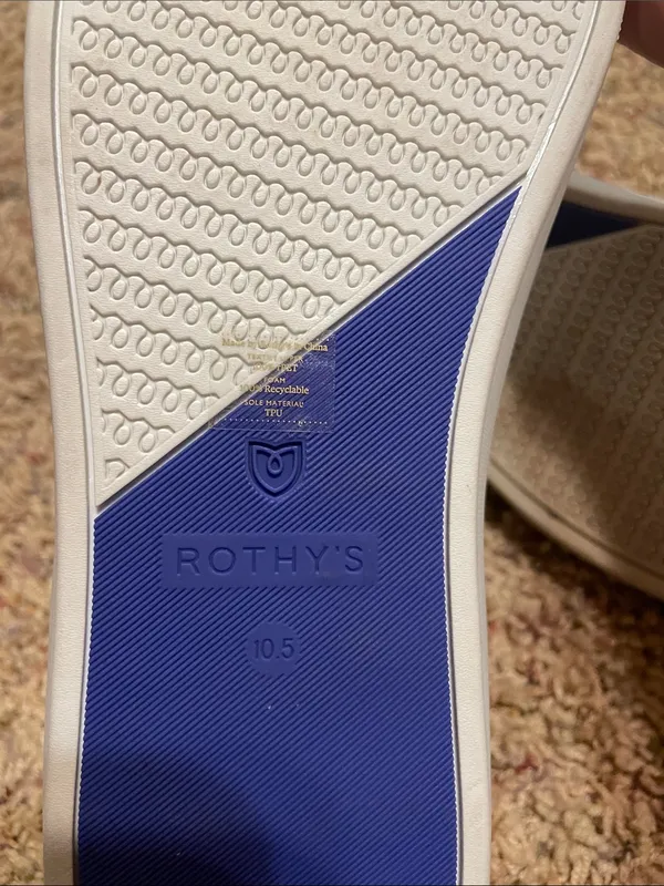 Rothy's Cream Knit Slip-On Loafers with Blue Heel Trim - Image 5