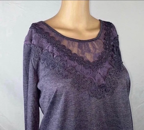 Long Sleeve Blouse Purple Size M - Image 8