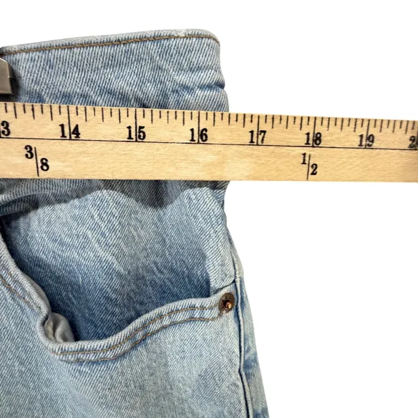 Abercrombie & Fitch The 90s Relaxed Denim Jeans 31 SHORT Blue Raw Hem High Rise - Image 5