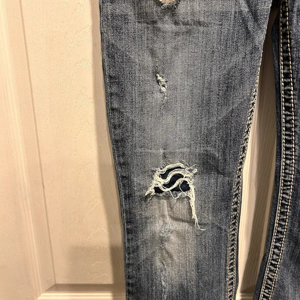 Silver Jeans Pioneer Distressed Bootcut Dark Wash Denim W30 L28 Y2k Boho‎ Grunge - Image 5