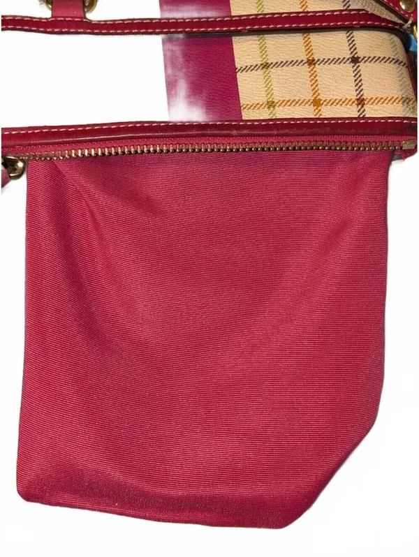 Coach Heritage Plaid Crossbody Bag with Pink Varsity Stripe Trim - Image 12