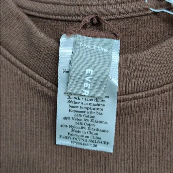 Everlane The Seamless Tee Acorn (Brown) Cropped Short Sleeves Crew Neck XS/S New - Image 4