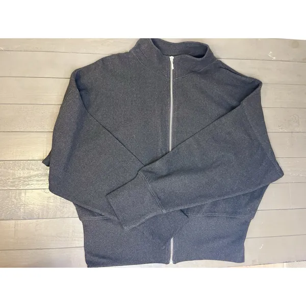 Dark Grey Very Soft Yoga Full Zip Funnel Neck XL Workout Athletic Athlesiure - Image 3