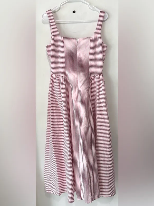 WAYF Drop Waist Midi Dress Red White NWT Small - Image 2