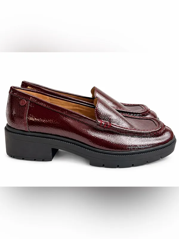 NYDJ Burgundy Patent Leather Chunky Lug Sole Loafers - Image 2