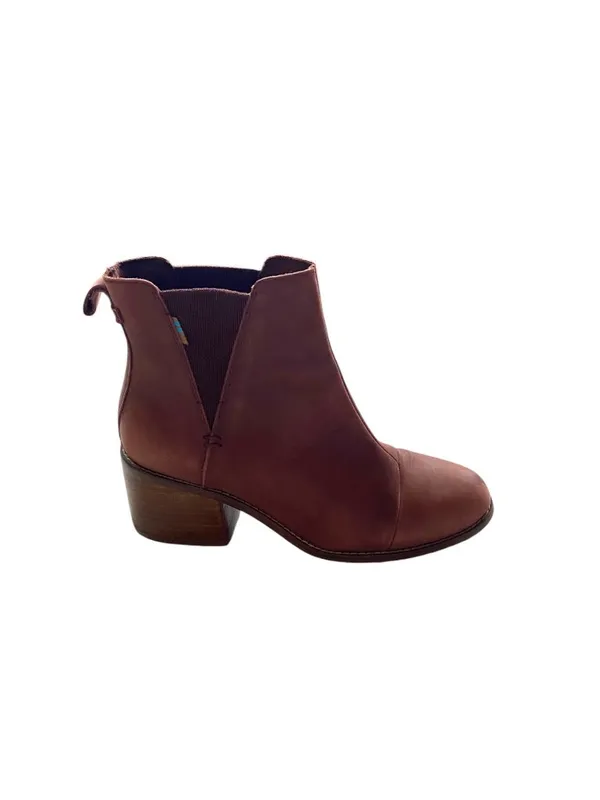 Toms Esme Leather Chelsea Boots Burnt Henna Size 7.5 Minimalist Western Festival - Image 3