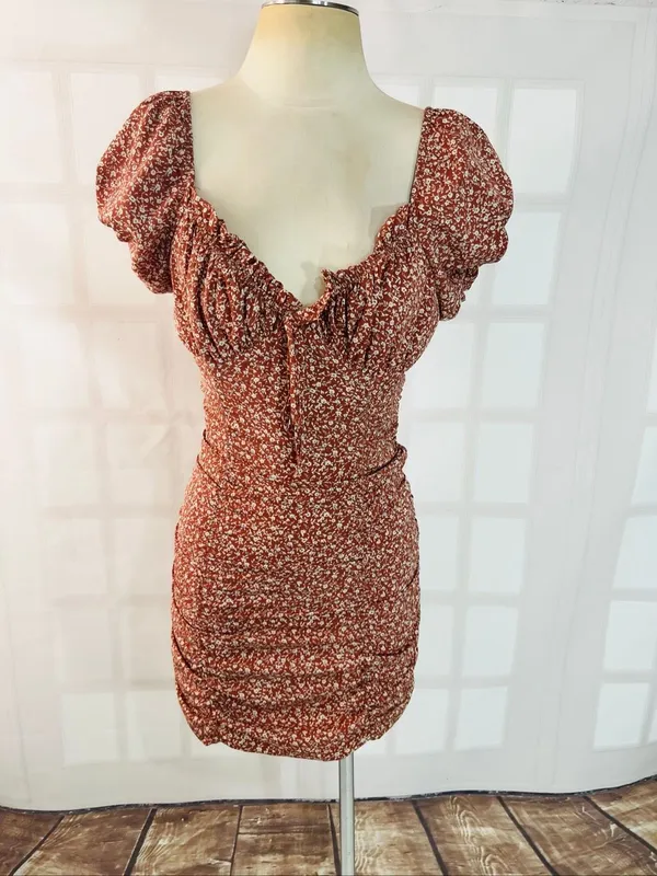 Lulus Pink Reason to Be Dusty Floral Print Off-the-Shoulder Mini Dress Size XS - Image 2