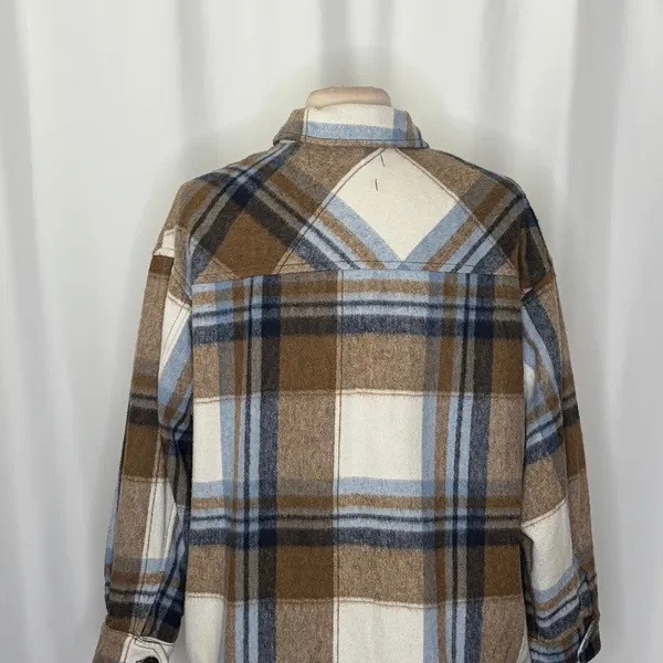 ZARA Wool Alpaca‎ Plaid Shacket Shirt Jacket Pockets Outdoors Preppy Medium - Image 9
