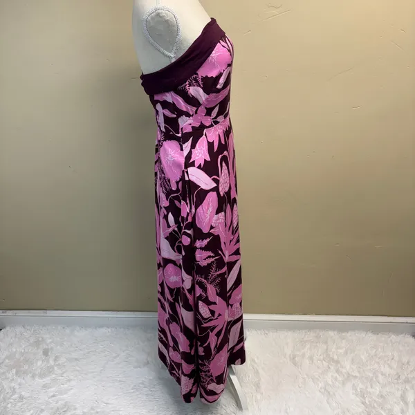Anthropologie Jo Faulkner Strapless Pink Red Floral Dress Size 10 - Image 5