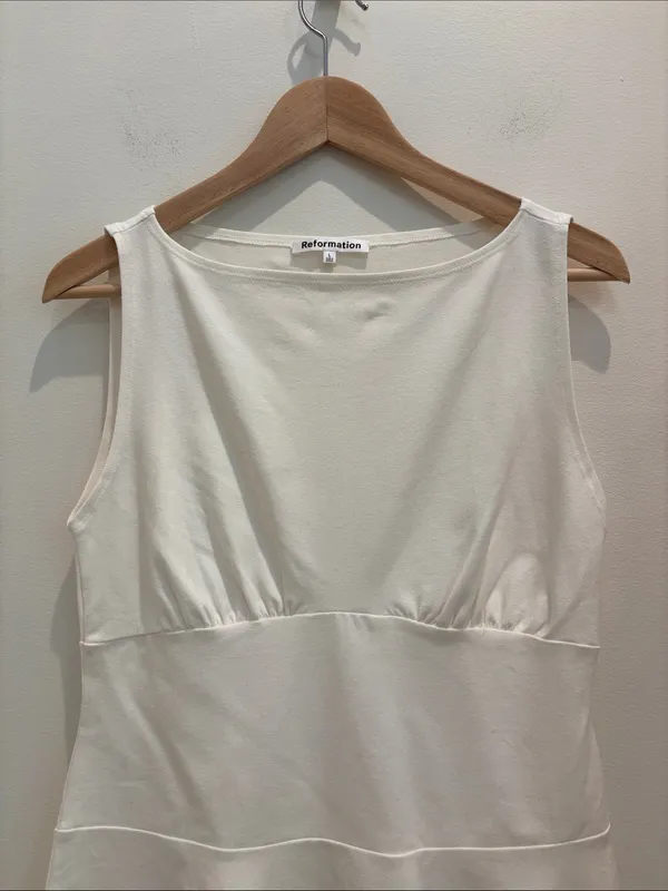 Reformation Dress Mayve Knit White Mini Size Large - Image 3