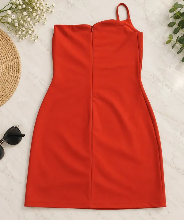 Lulus One Shoulder Red Bodycon Dress Size Small - Image 3