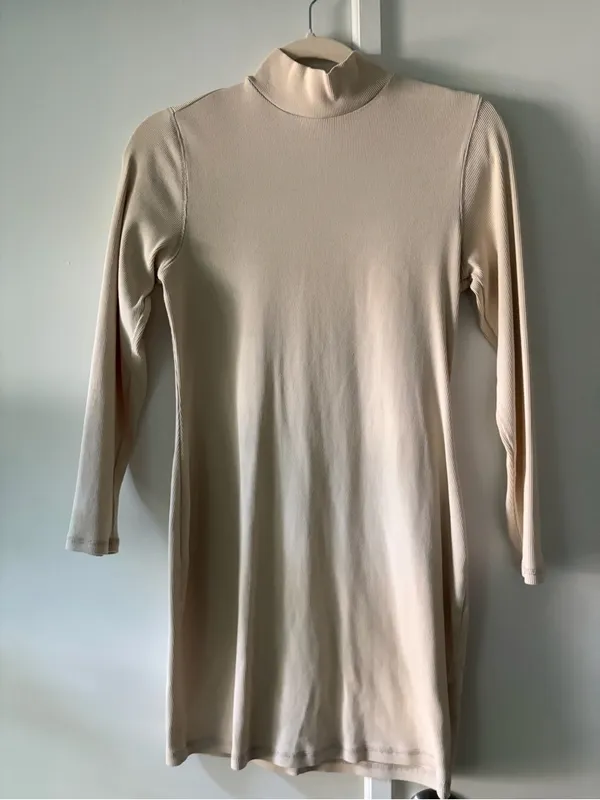 Old Navy Cream Mock Neck Long Sleeve Dress - Image 2
