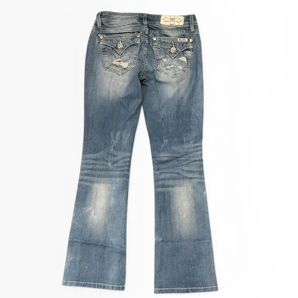 Miss‎ Me Signature Bootcut Jeans Medium Wash Bling Flap Size 26x28 Short Y2K - Image 2