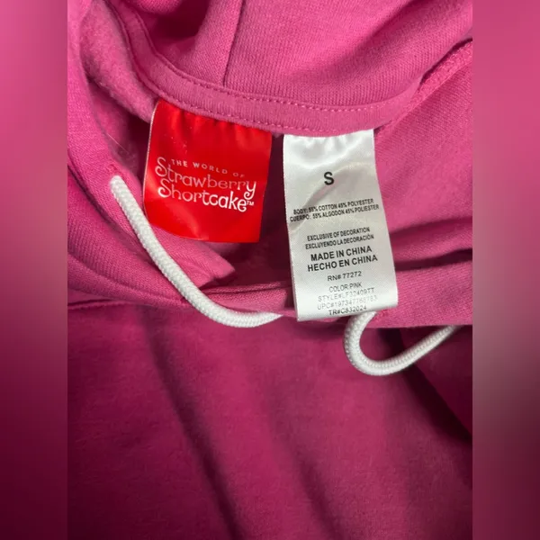 Strawberry Shortcake Pink Hoodie Sweater Womens Size Small - Image 3