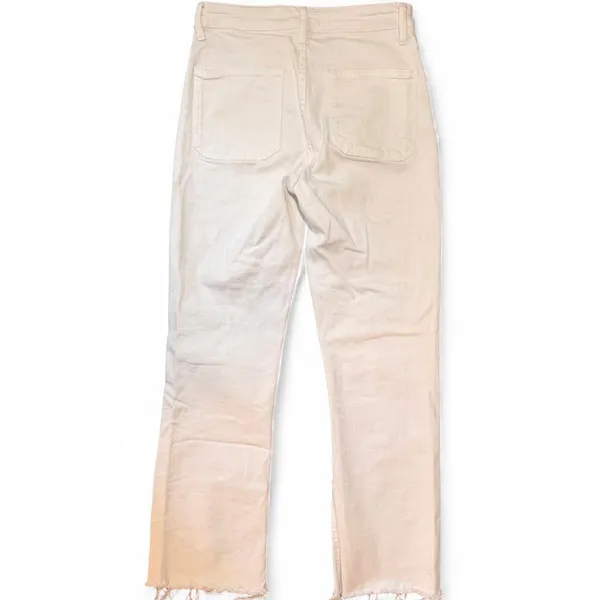 Zara Women’s Size 2 White Cropped Straight Leg Jeans Raw Hem High Rise Denim - Image 3